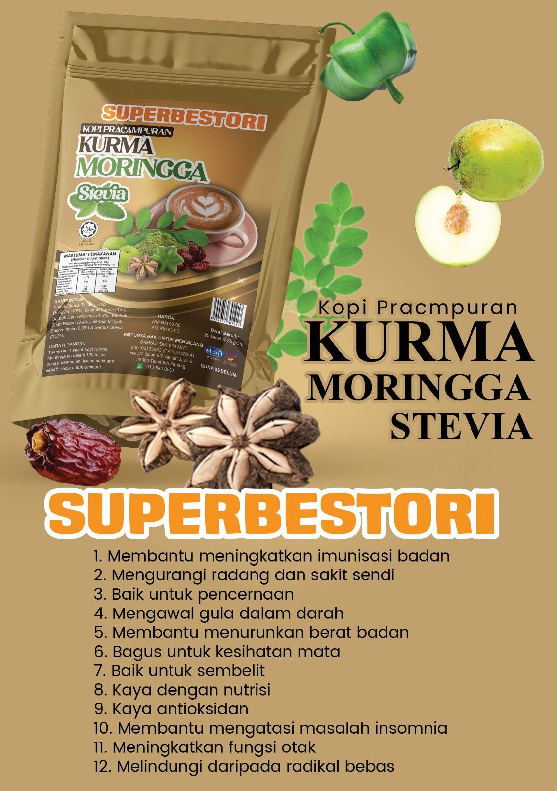 SuperBestori Kopi Kurma Moringga Stevia